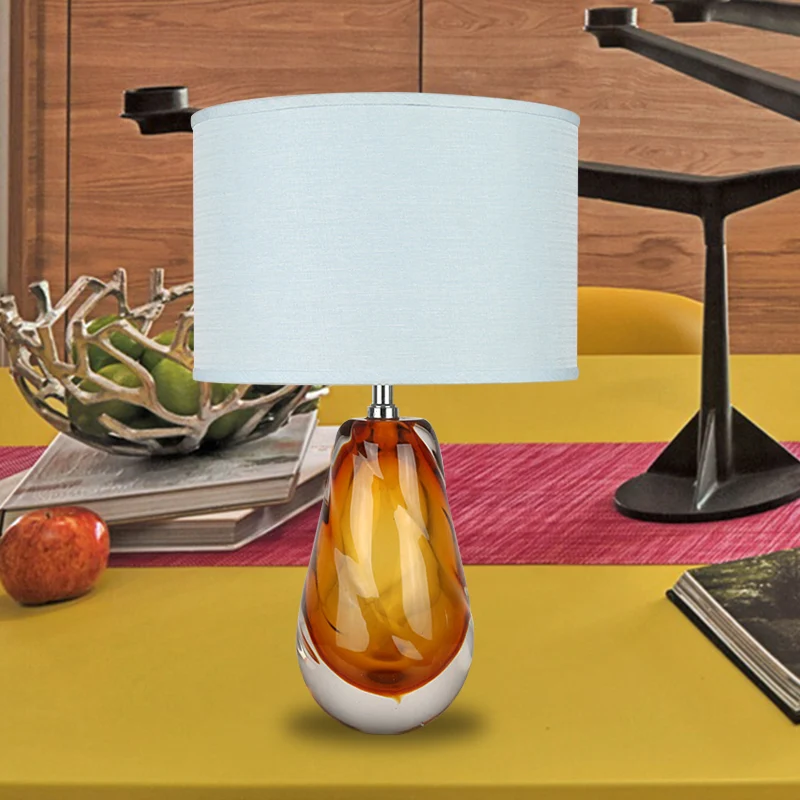 Éclairage de table de chevet à tambour blanc, veilleuse contemporaine en cristal K9 à 1 lumière pour chambre à coucher Cle...