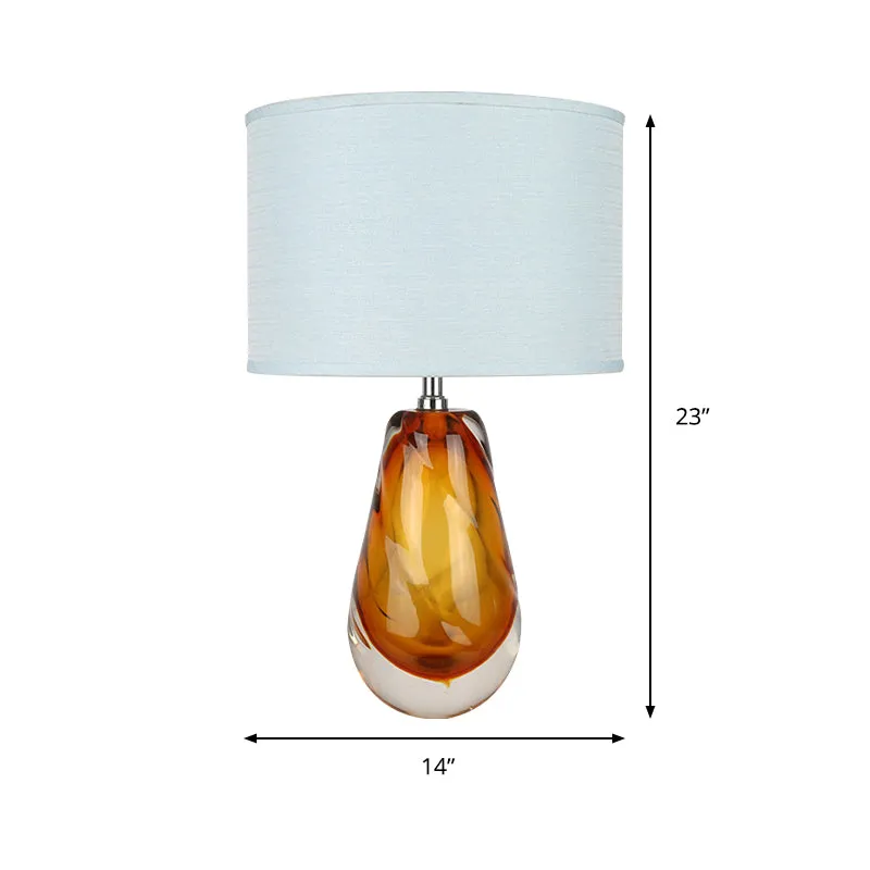 Éclairage de table de chevet à tambour blanc, veilleuse contemporaine en cristal K9 à 1 lumière pour chambre à coucher Cle...