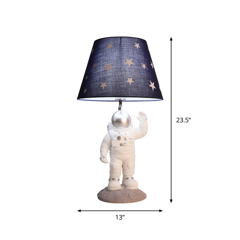 Éclairage de Table d'astronaute de dessin animé, lampe de chevet simple en résine avec abat-jour en tissu à motifs d'étoil...