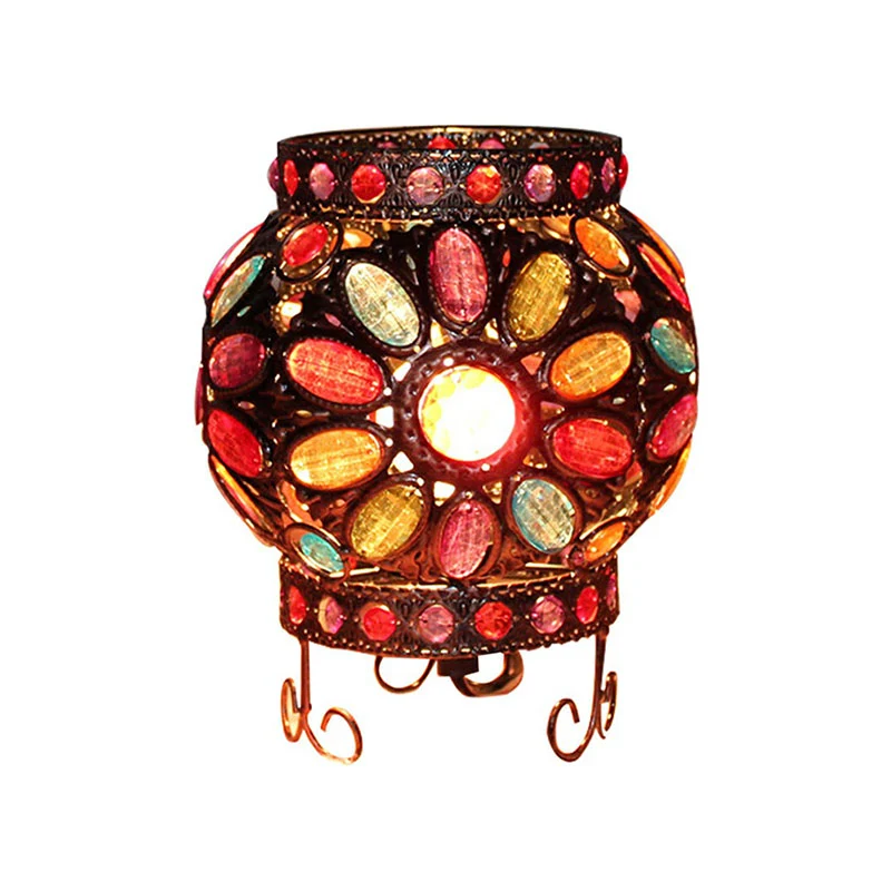 Éclairage de table en fer oblat Lampe de table de chevet traditionnelle à 1 lumière avec perle en acrylique en bronze Clea...