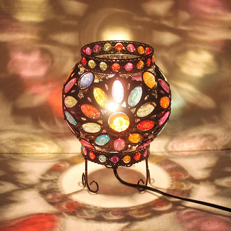 Éclairage de table en fer oblat Lampe de table de chevet traditionnelle à 1 lumière avec perle en acrylique en bronze Clea...