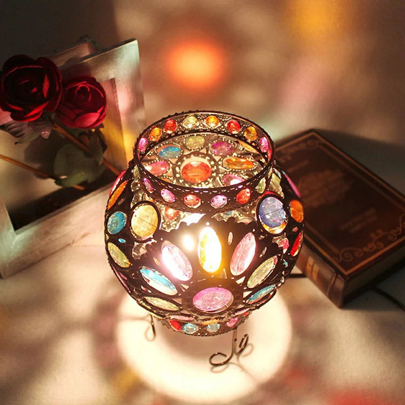 Éclairage de table en fer oblat Lampe de table de chevet traditionnelle à 1 lumière avec perle en acrylique en bronze Clea...