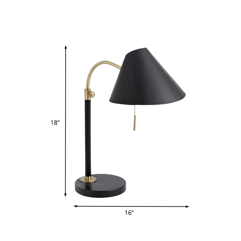 Éclairage de Table en fer évasé, lampe de lecture Simple à 1 ampoule, finition noire, avec chaîne de traction, pour salle...