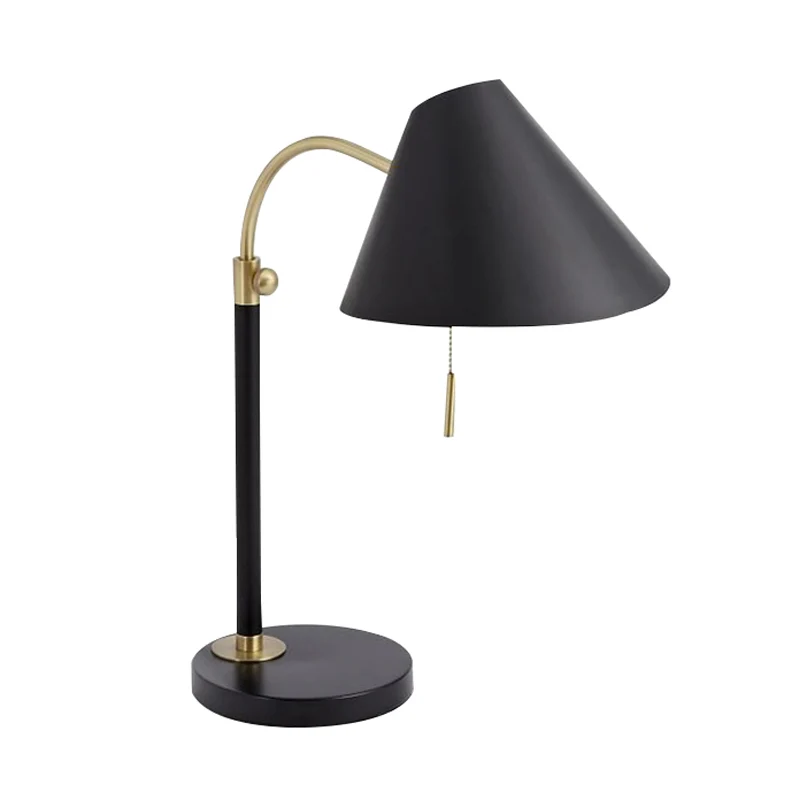 Éclairage de Table en fer évasé, lampe de lecture Simple à 1 ampoule, finition noire, avec chaîne de traction, pour salle...