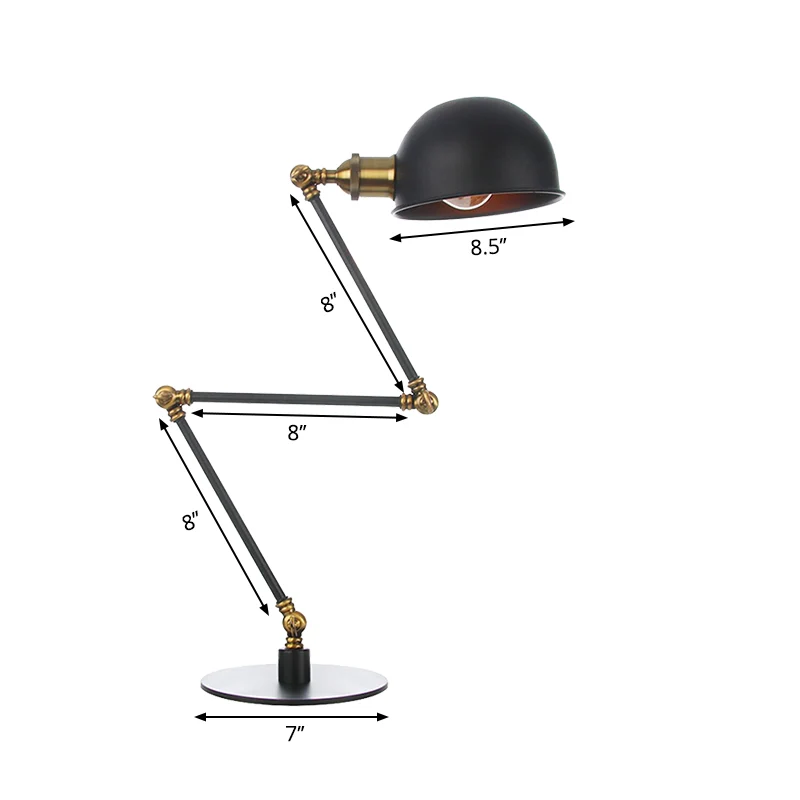 Éclairage de table en forme de dôme noir/laiton, lampe de table métallique de Style industriel de 4 "/8.5" de large à 1 am...