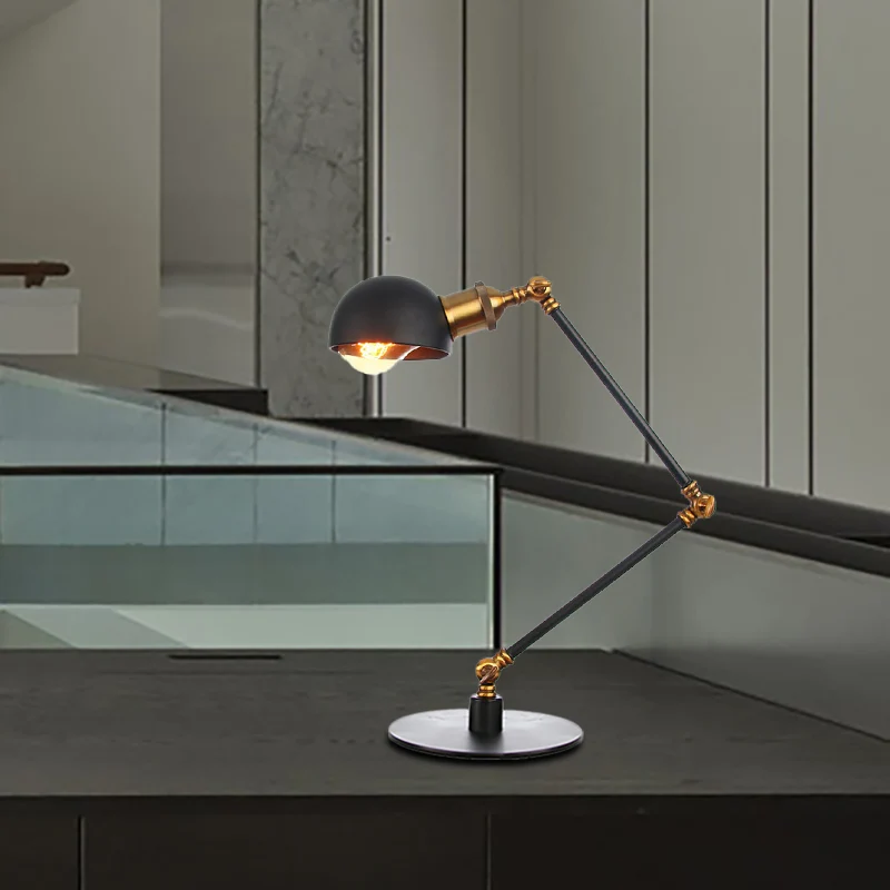 Éclairage de table en forme de dôme noir/laiton, lampe de table métallique de Style industriel de 4 "/8.5" de large à 1 am...