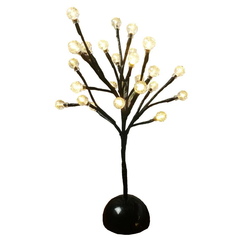 Éclairage de table à piles en forme d'arbre, décoration artistique, lampe de chevet LED en plastique pour chambre à couche...