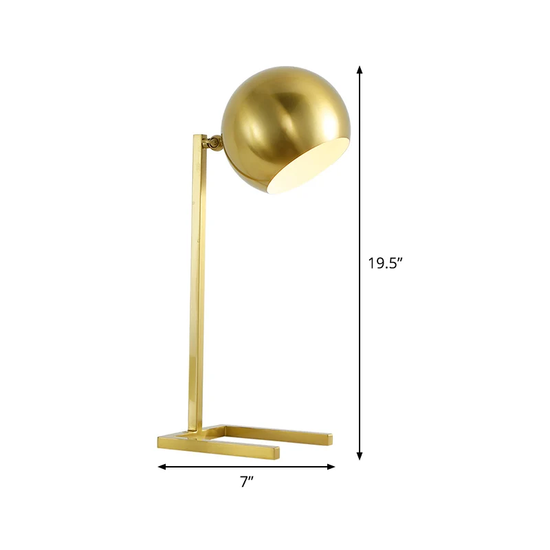 Éclairage de tâche sphérique Moderniste en métal 1 ampoule Lampe de lecture en or pour étude Clearhalo