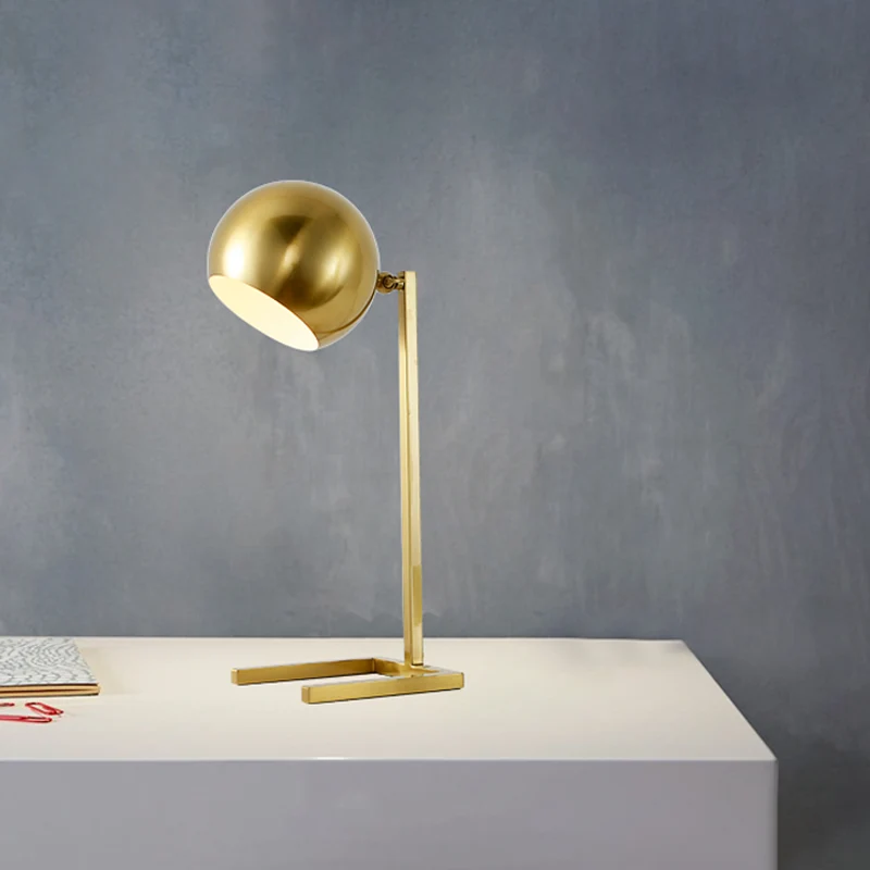 Éclairage de tâche sphérique Moderniste en métal 1 ampoule Lampe de lecture en or pour étude Clearhalo