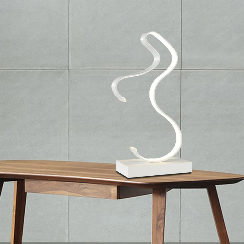 Éclairage de travail en acrylique courbé minimaliste LED petite lampe de bureau blanche en lumière blanche/chaude pour cha...