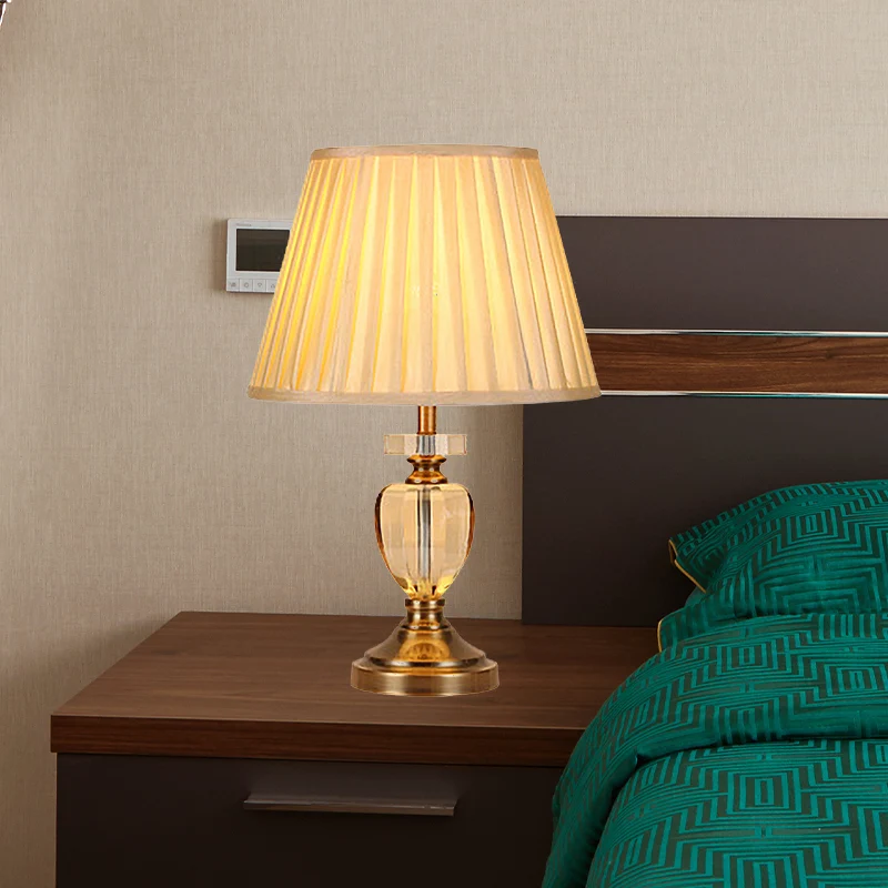 Éclairage de travail en forme d'urne, petite lampe de bureau en cristal taillé à la main, 1 ampoule, modernisme, doré Clea...