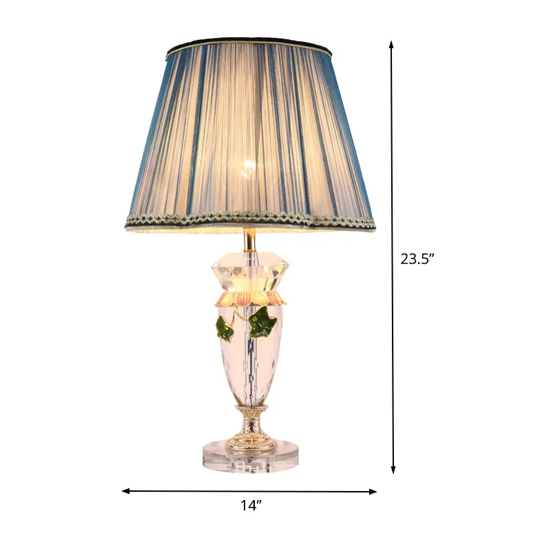 Éclairage de travail en forme de vase Lampe de table de nuit moderniste à facettes en cristal à 1 tête en bleu Clearhalo