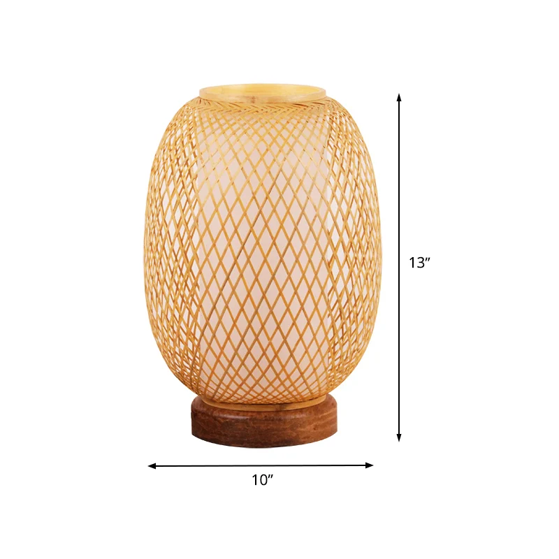 Éclairage de travail japonais travaillé à la main, petite lampe de bureau en bambou à 1 tête en bois pour chevet Clearhalo