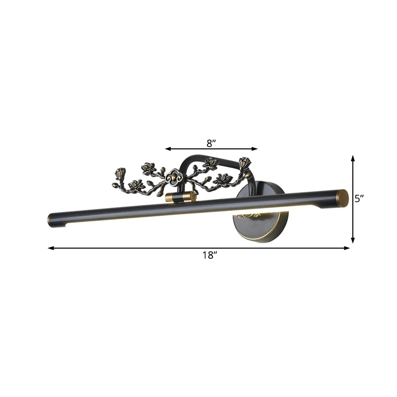 Éclairage de vanité allongé traditionnel 14"/18"/23" W LED applique en métal pour salle de bain en noir/laiton antique Cle...