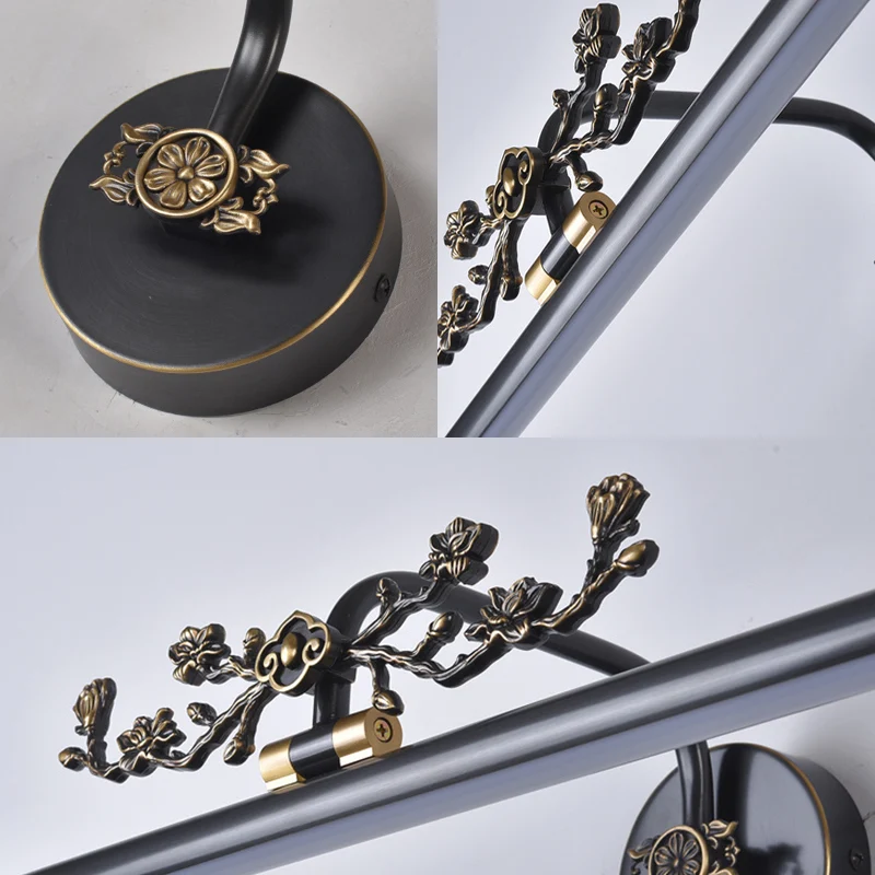 Éclairage de vanité allongé traditionnel 14"/18"/23" W LED applique en métal pour salle de bain en noir/laiton antique Cle...