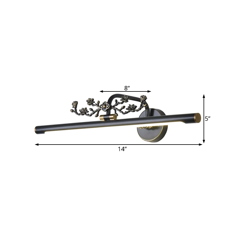 Éclairage de vanité allongé traditionnel 14"/18"/23" W LED applique en métal pour salle de bain en noir/laiton antique Cle...