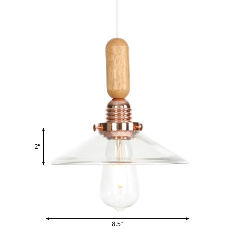 Clair/blanc cône/dôme/soucoupe luminaire suspendu verre industriel 1 lumière plafond intérieur suspension Clearhalo
