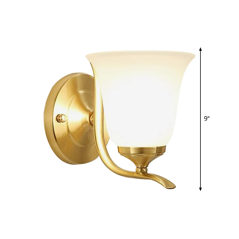 Cloche en verre dépoli, éclairage mural de Style Vintage, 1 lumière, applique murale de salon en or Clearhalo