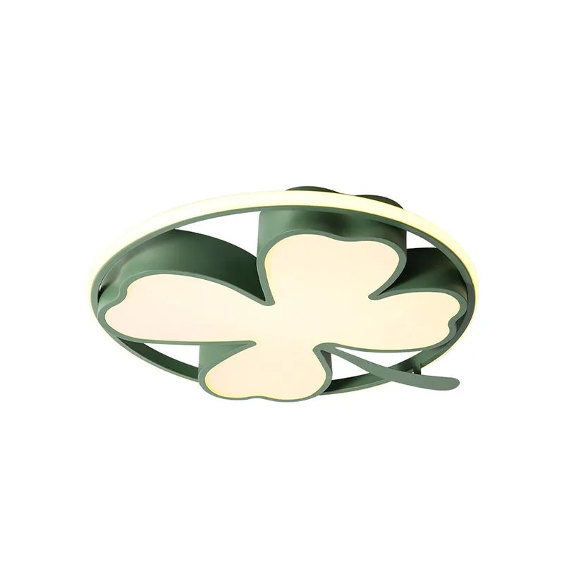Clover Plafonnier LED en acrylique pour chambre à coucher, luminaire créatif proche du plafond, noir/vert Clearhalo