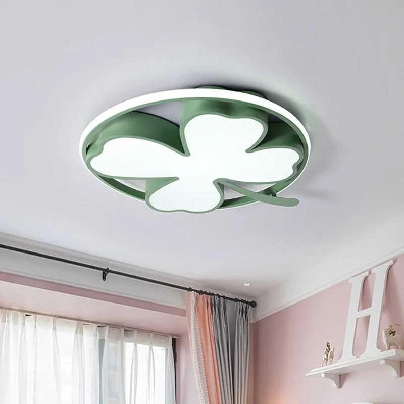 Clover Plafonnier LED en acrylique pour chambre à coucher, luminaire créatif proche du plafond, noir/vert Clearhalo