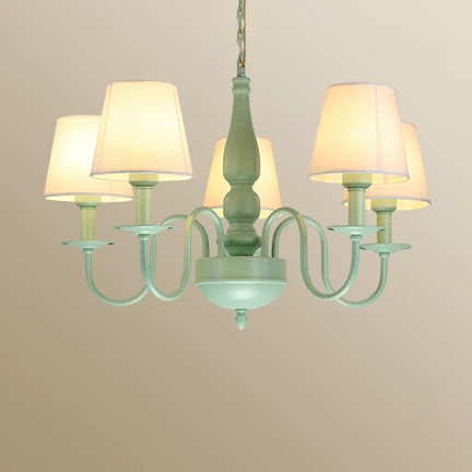 Coolie Shade Lustre de chambre à coucher adulte en tissu métallique Macaron Loft suspendu en vert Clearhalo
