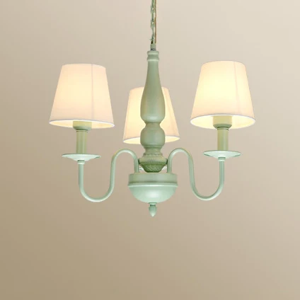 Coolie Shade Lustre de chambre à coucher adulte en tissu métallique Macaron Loft suspendu en vert Clearhalo