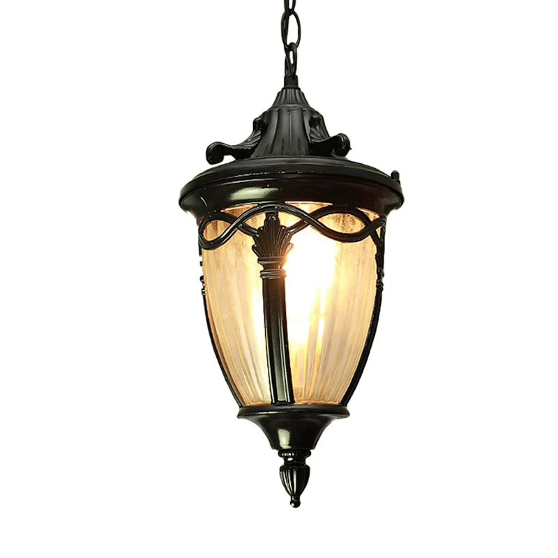 Country Pinecone Plafonnier 1 tête Lampe à suspension en verre nervuré transparent en noir/laiton Clearhalo