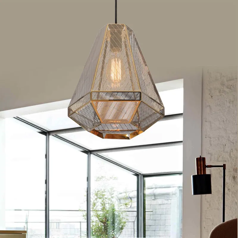 Countryside Diamond – plafonnier suspendu en métal doré à 1 tête, 9/10/12 pouces, pour salon Clearhalo