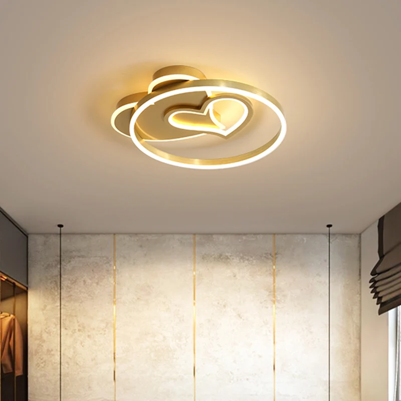 Dessin animé Loving Heart Acrylique Plafonnier LED Plafonnier Éclairage Encastré en Or Clearhalo