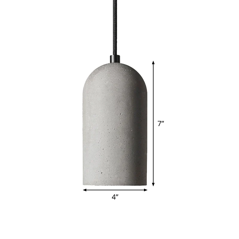 Dôme allongé ciment vers le bas éclairage usine 1 ampoule salon pendentif plafonnier en gris Clearhalo