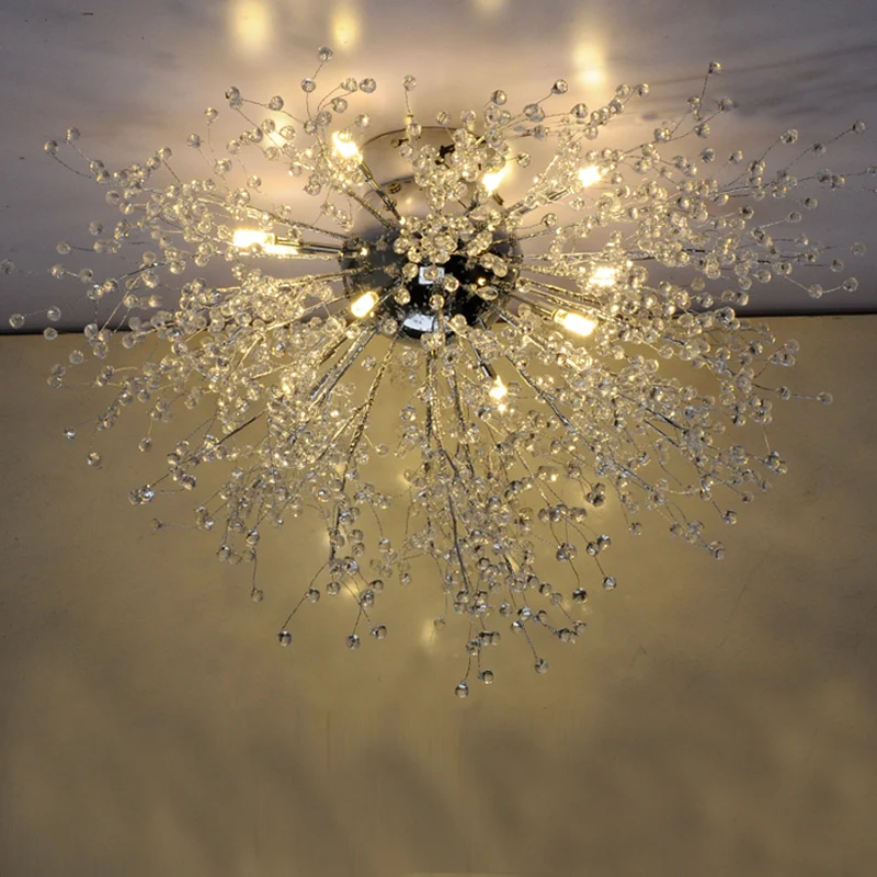 Finition argent feu d'artifice semi-montage éclairage moderne 22 "/23.5" W 8/12/16 lumières plafonnier en métal avec perle...