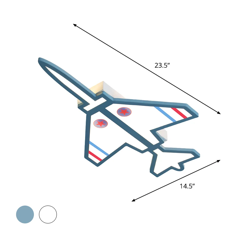 Finition blanche/bleue en forme d'avion, éclairage encastré en forme d'avion, luminaire LED en acrylique pour chambre d'en...