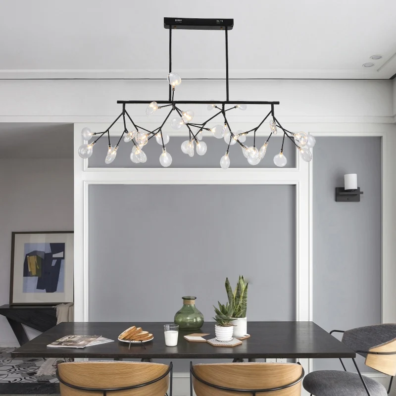 Firefly LED Island Light Lampe de plafond suspendue linéaire en acrylique postmoderne pour salle à manger Clearhalo