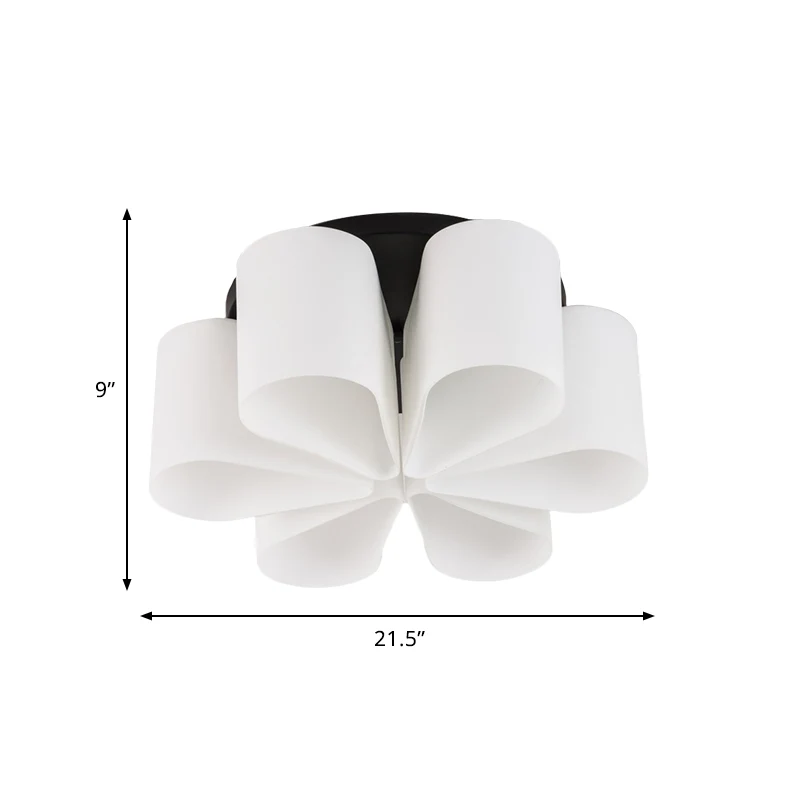 Fleur lait blanc verre encastré éclairage contemporain 6 têtes noir encastré pour salon Clearhalo