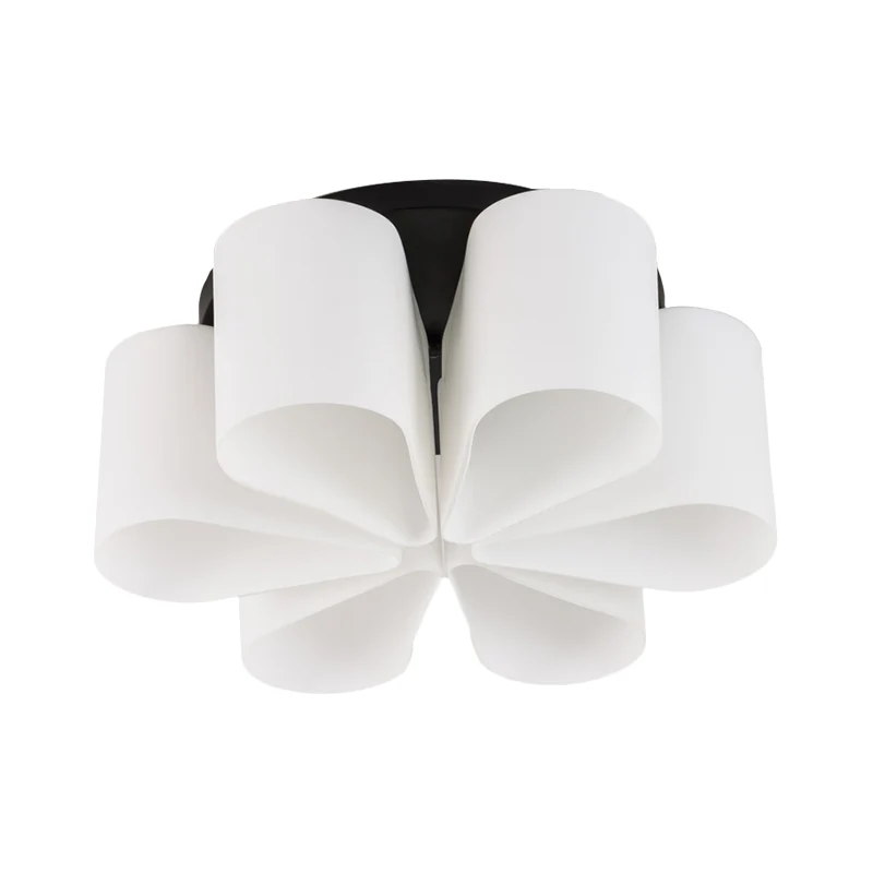Fleur lait blanc verre encastré éclairage contemporain 6 têtes noir encastré pour salon Clearhalo