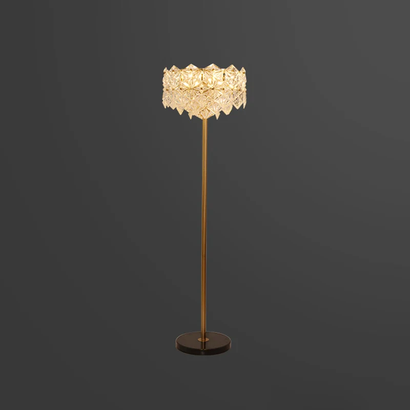 Flocon de neige K9 lampadaire en cristal contemporain 6 têtes lampe sur pied en or pour salon Clearhalo
