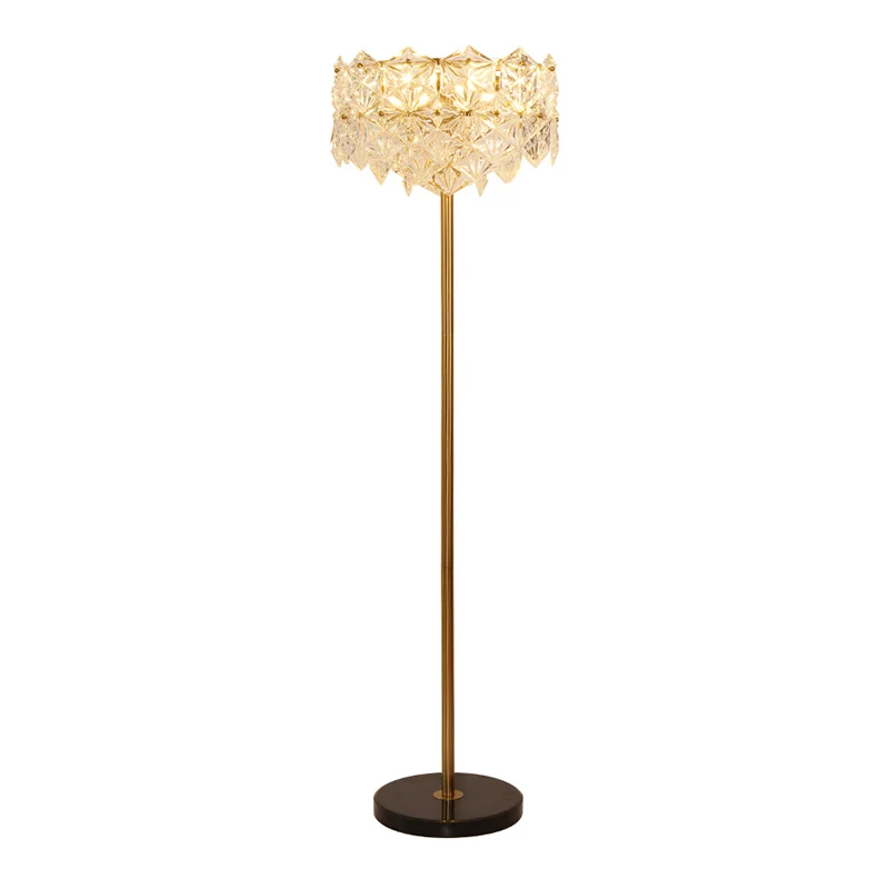 Flocon de neige K9 lampadaire en cristal contemporain 6 têtes lampe sur pied en or pour salon Clearhalo