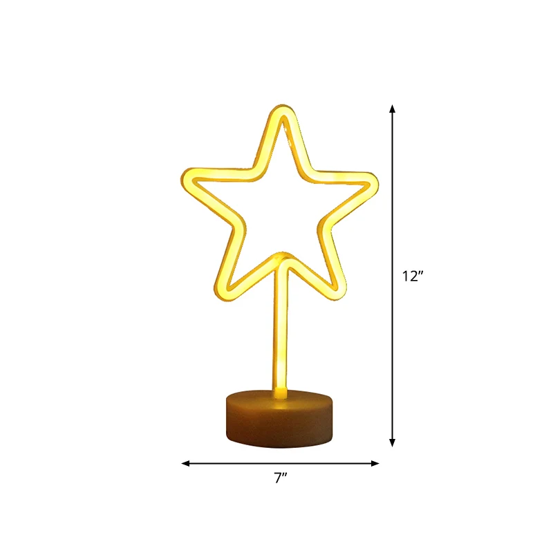 Forme de dessin animé néon veilleuse Art décor plastique chambre LED lampe de table en blanc Clearhalo