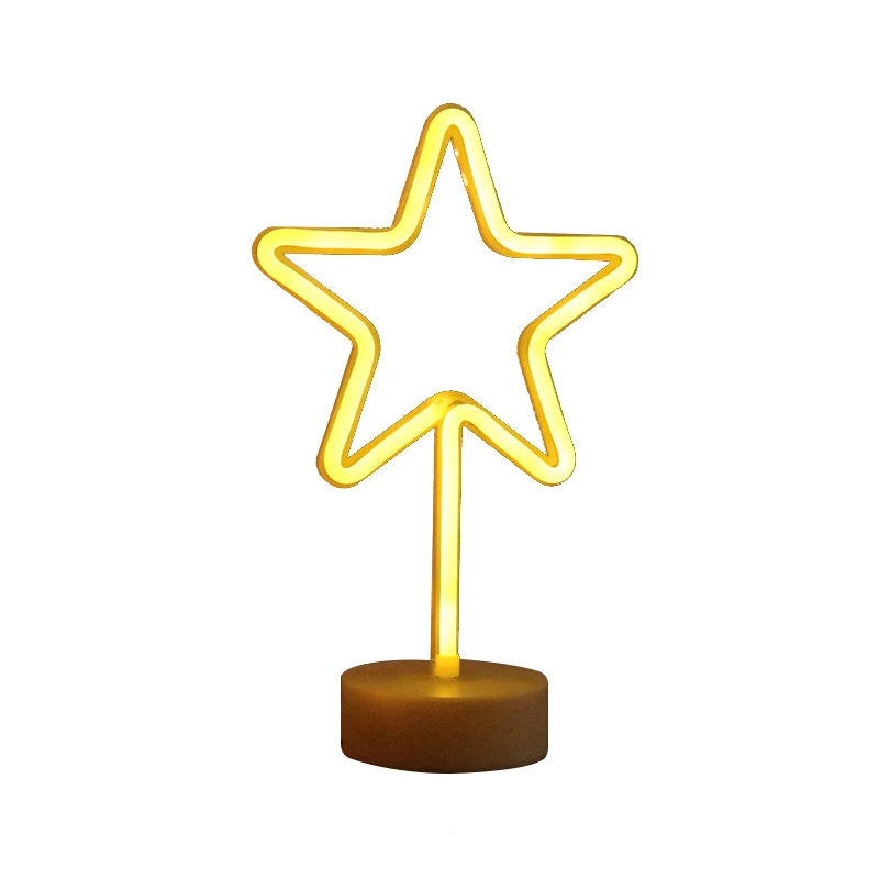 Forme de dessin animé néon veilleuse Art décor plastique chambre LED lampe de table en blanc Clearhalo