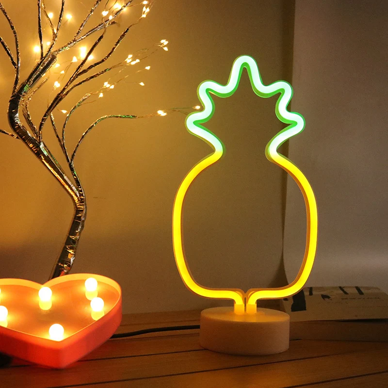 Forme de dessin animé néon veilleuse Art décor plastique chambre LED lampe de table en blanc Clearhalo