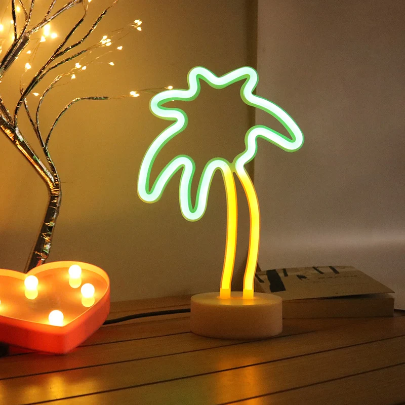 Forme de dessin animé néon veilleuse Art décor plastique chambre LED lampe de table en blanc Clearhalo