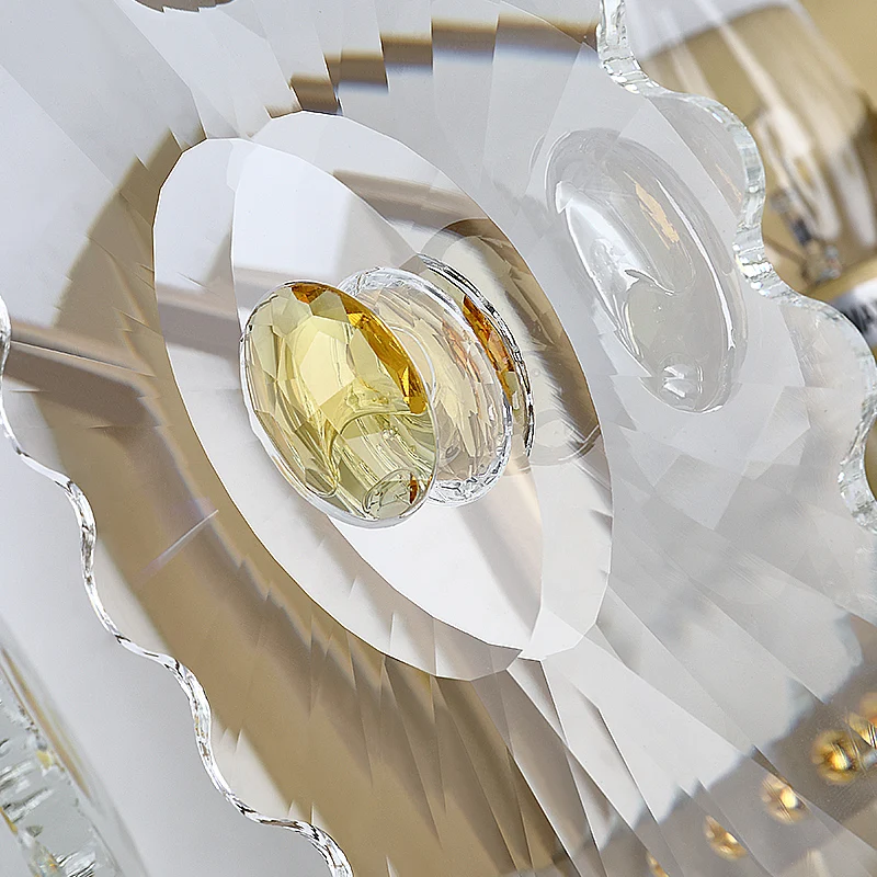 Gear Applique murale en cristal transparent postmoderne à 2 lumières avec gemme verte/dorée Clearhalo