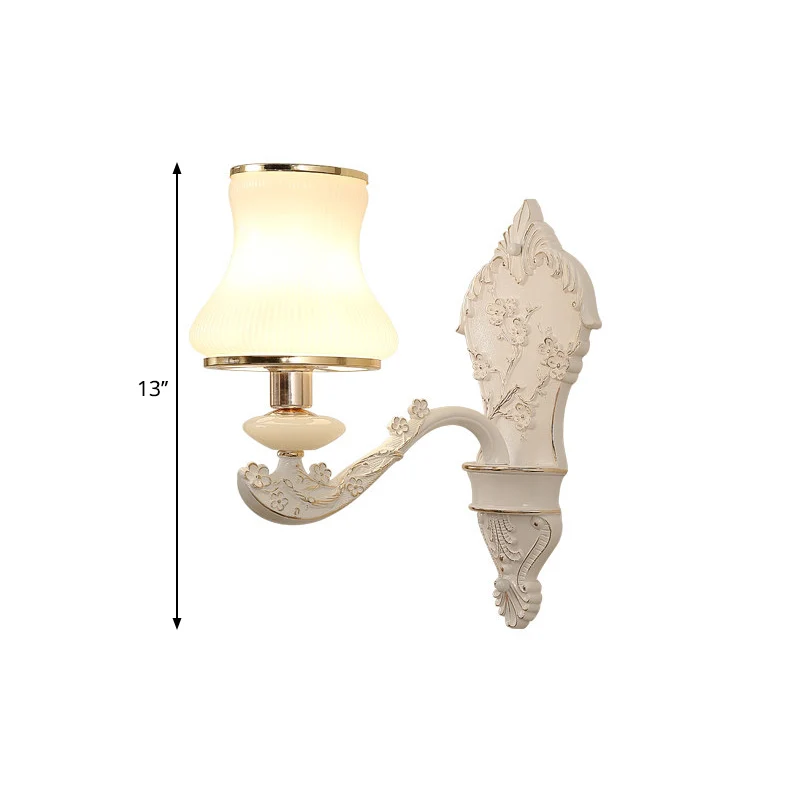 Gourd – lampe murale pour chambre à coucher, verre blanc rural, 1/2 têtes, idées d'éclairage mural beige avec plaque arriè...
