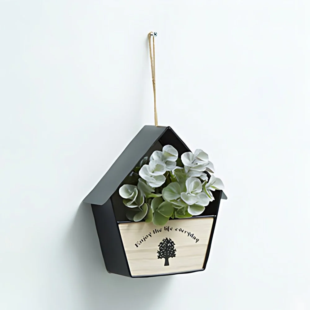 Guirlande lumineuse fleur/plante avec cercle en bois/étagère de maison, lumière scintillante nordique pour café salon de t...