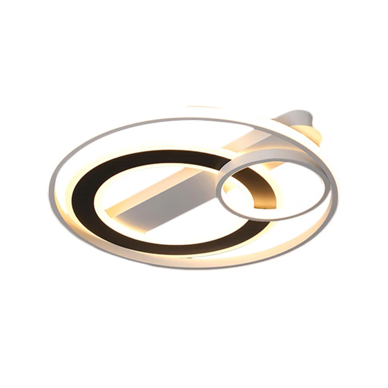Halo Ring Plafonnier métallique moderne à LED noir et blanc avec lumière chaude/blanche, 38,1 cm/45,7 cm/54,9 cm W Clearhalo