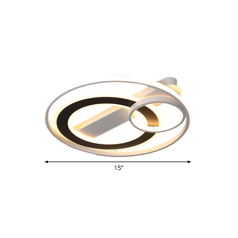 Halo Ring Plafonnier métallique moderne à LED noir et blanc avec lumière chaude/blanche, 38,1 cm/45,7 cm/54,9 cm W Clearhalo