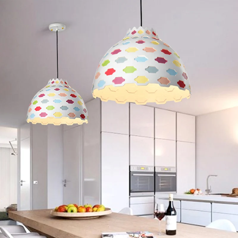 Hémisphère métal suspendu éclairage modernisme 1 ampoule multicolore plafond suspension Clearhalo