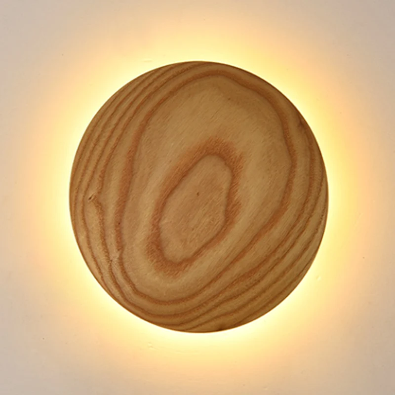 Idées d'éclairage mural en forme de cercle en bois, minimalisme, largeur de 5 "/ 7", LED, Surface Beige, applique murale p...