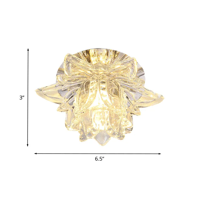 Jonquilles Fleur Petite LED Encastré Moderne Plafond En Cristal Clair Lampe Encastrée pour Couloir Clearhalo
