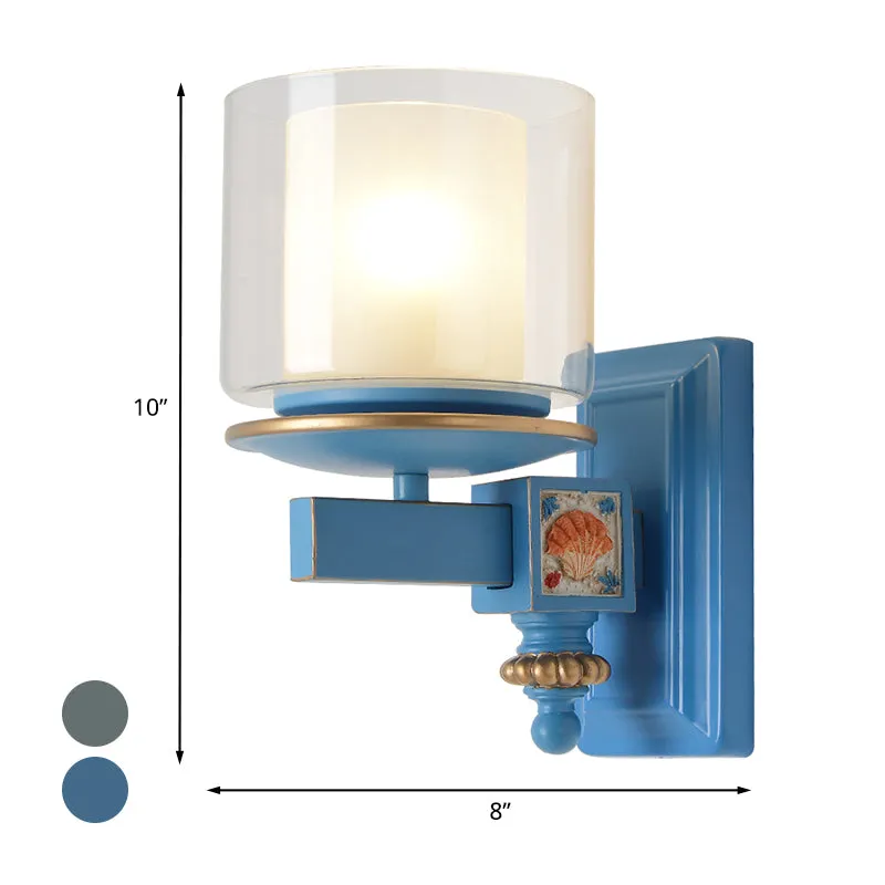 Kit d'applique murale à 2 abat-jour pour enfants, verre transparent et dépoli, 1 tête, luminaire pour chambre d'enfant ave...
